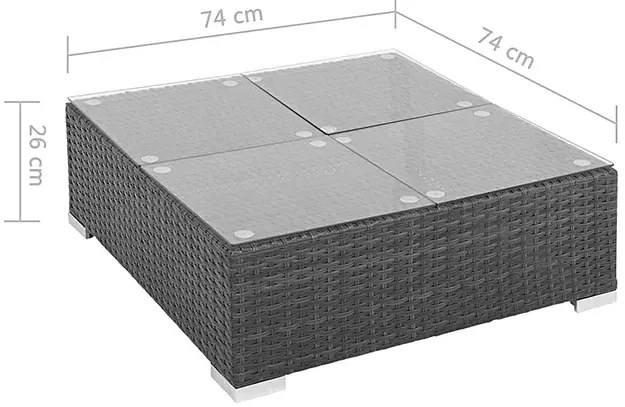 6-częściowy zestaw ogrodowy ze stolikiem czarno-śmietankowy - Bero 6B