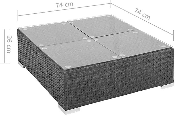 6-częściowy zestaw ogrodowy ze stolikiem czarno-śmietankowy - Merido 6B