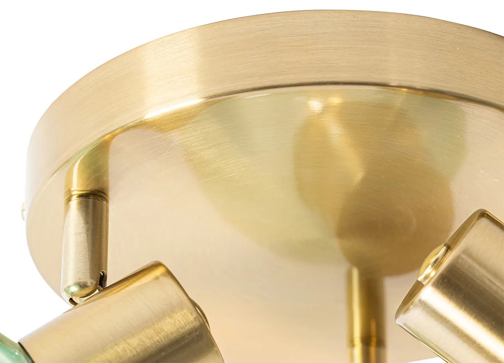 Plafon / Reflektorek / Spot / Spotow / Lampy sufitowe art deco złoty z zielonym szkłem 3-źródła światła - Vidro ArtDeco Oswietlenie wewnetrzne