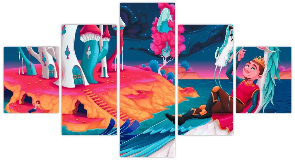 Obraz - Książę i smocza księżniczka (125x70 cm)