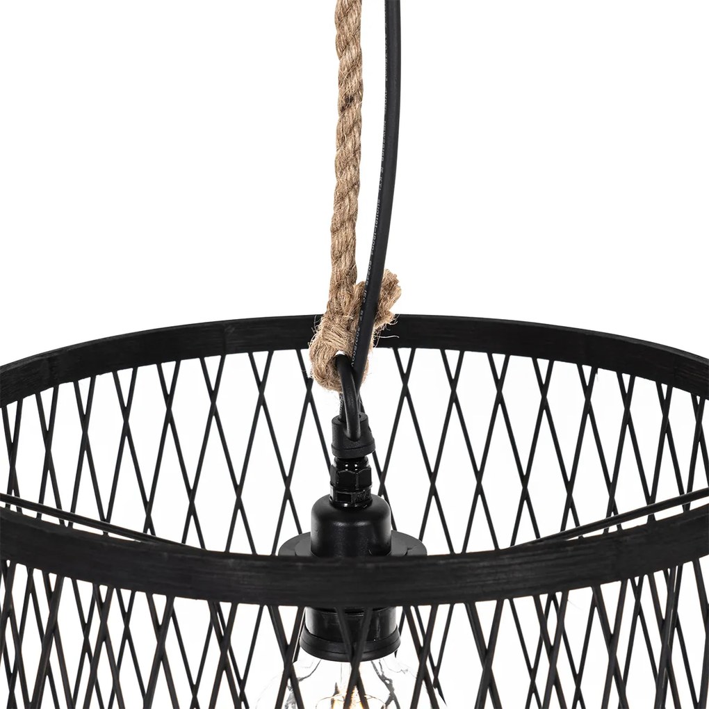 Zewnetrzna Rustykalna lampa wisząca zewnętrzna czarna rattan 40 cm - Calamus Rustykalny / Vintage Oswietlenie zewnetrzne
