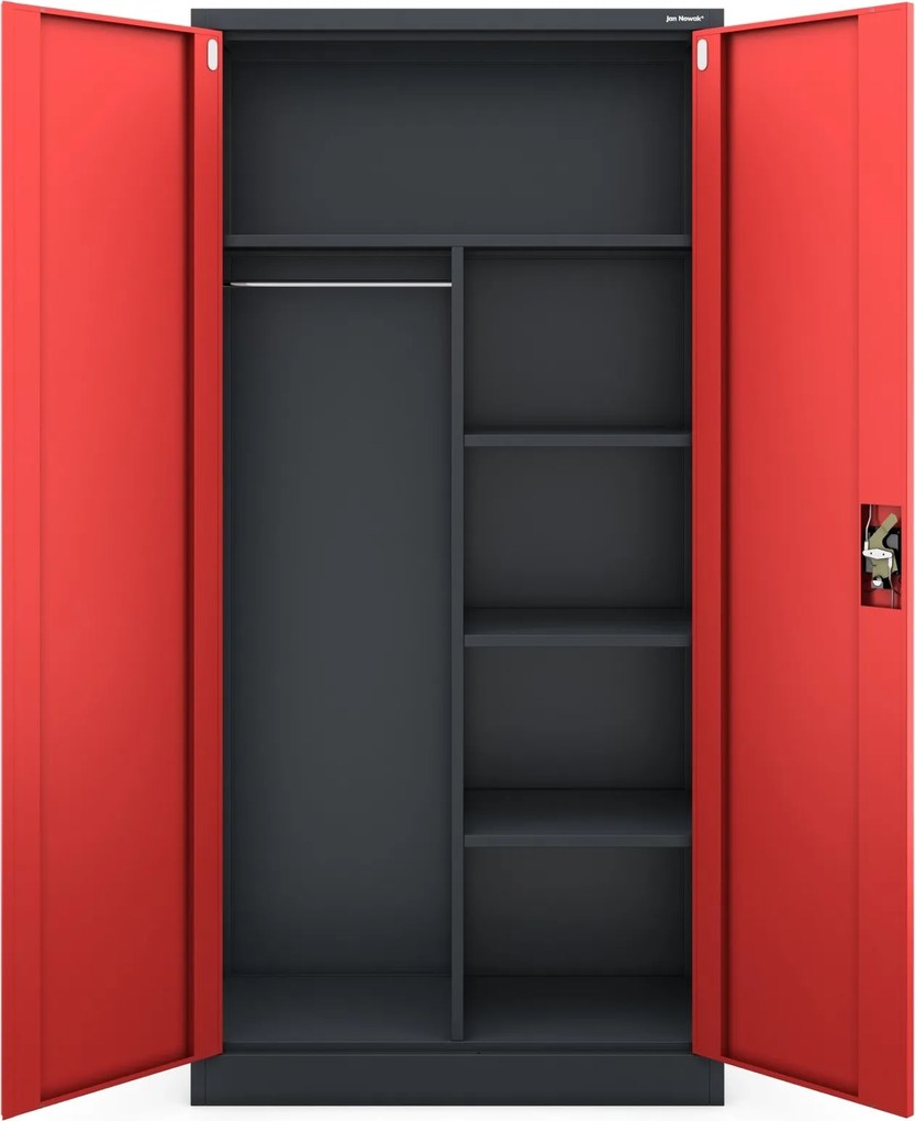 Socjalna szafa ubraniowa Dawid 90x45x185 cm, antracyt/czerwony