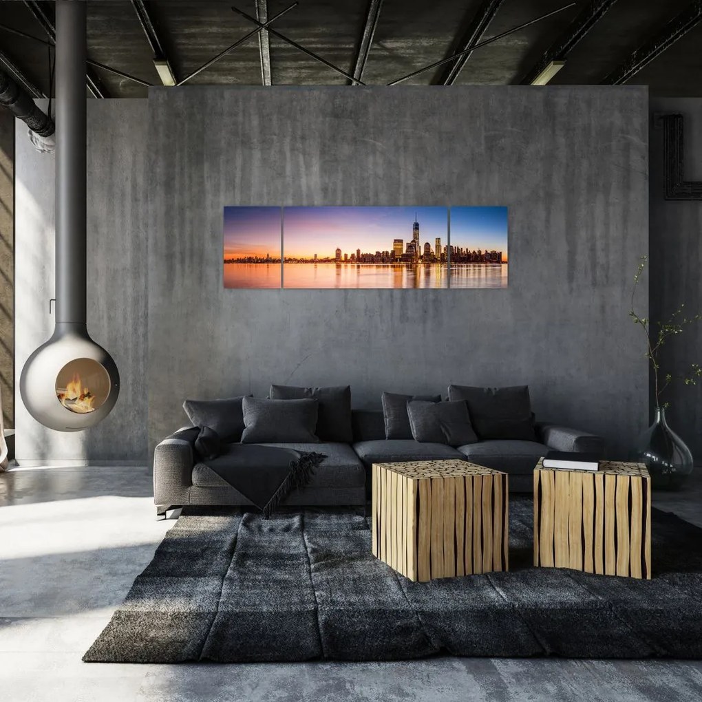 Obraz miasta o zachodzie słońca (170x50 cm)