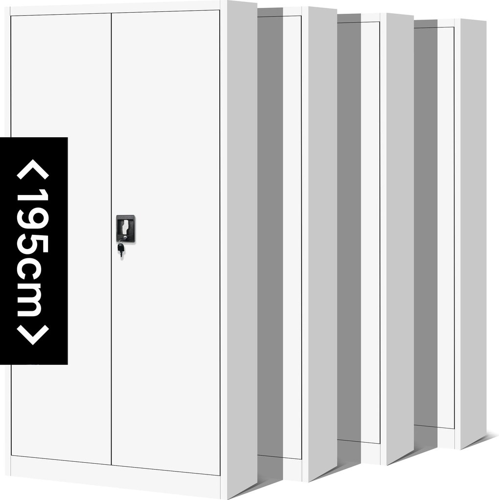 Zestaw 4x szafa biurowa metalowa na akta biała, 900x1950x400 mm: JAN H