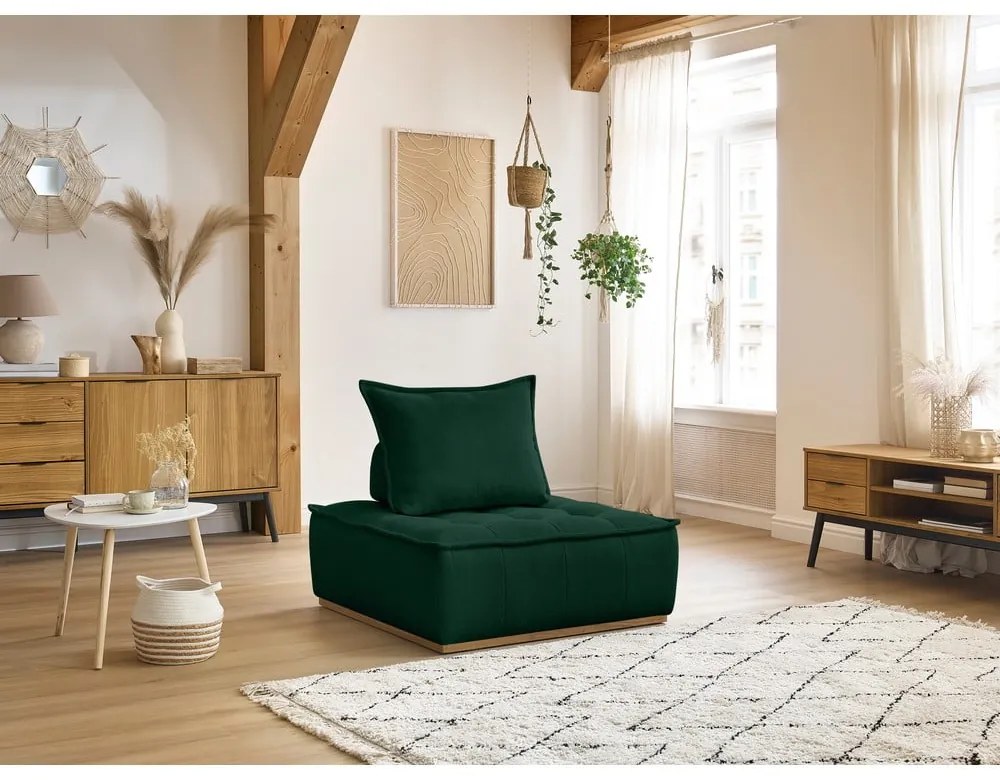 Ciemnozielony fotel z tkaniny szenilowej Elisa – Bobochic Paris