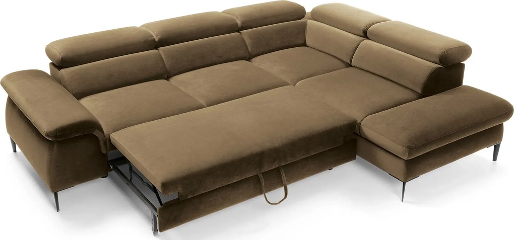 Oliwkowy narożnik nowoczesny z funkcją spania K1-R93