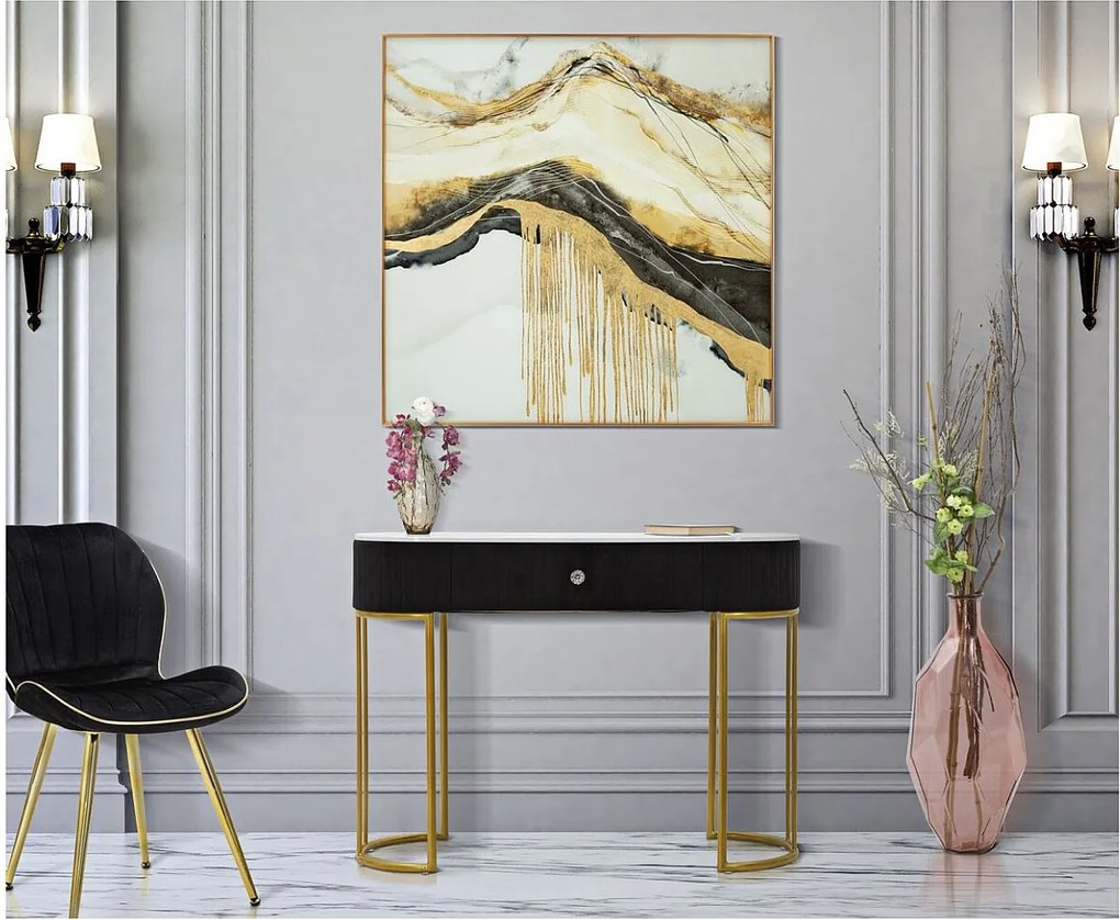 Stolik Konsolowy VKH614, Czarny, 100x43x74 cm, Kendra Home