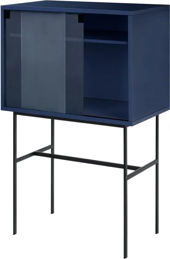 Ciemnoniebieska witryna z drzwiami przesuwnymi 70x109x40 cm Lekko – noo.ma