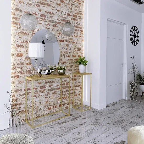 Kwietnik w stylu glamour złoty + dąb artisan C6-N73