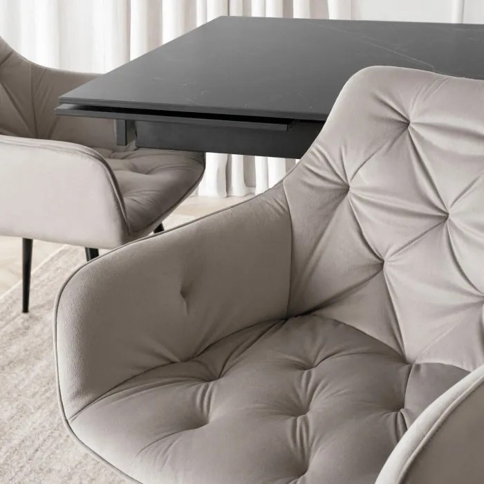 Krzesło Tapicerowane do Salonu MODESTO Szare Welurowe Nowoczesne Loft