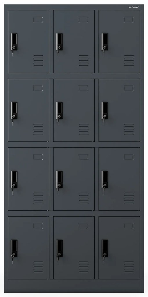 Szafka skrytkowa socjalna BHP metalowa MARCIN, 900 x 1850 x 400 mm, antracytowa