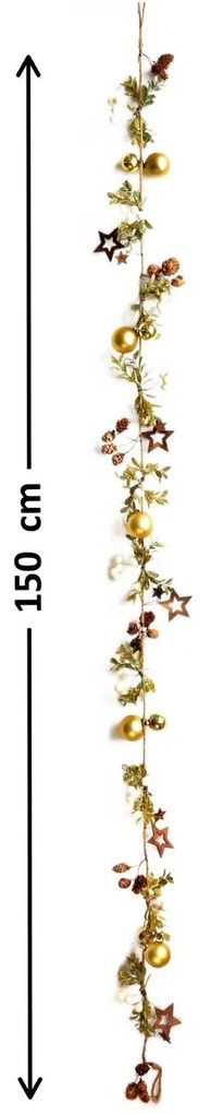 Świąteczna girlanda Nature złoty, 150 cm