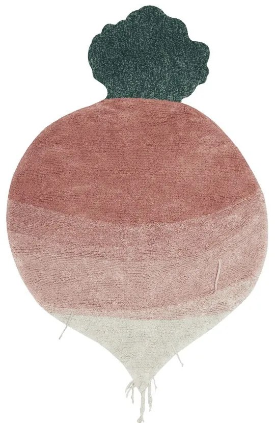Różowy bawełniany dywan dziecięcy tkany ręcznie odpowiedni do prania 100x150 cm Ramona the Radish – Lorena Canals