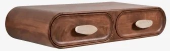 Konsola Ścienna Do Przedpokoju 100x40 Cm Z Drewna Mango I Naturalnego Kamienia Kivalina Trawertyn - Ciemne Drewno Mango - Sklum