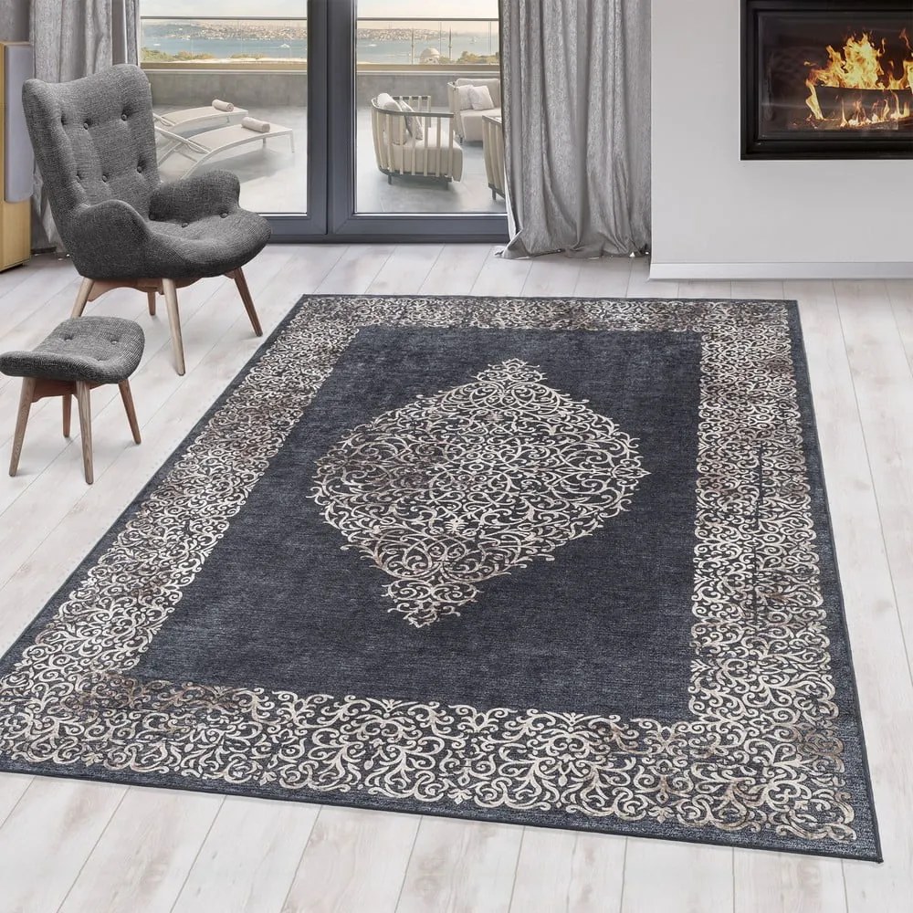 Antracytowy chodnik odpowiedni do prania 80x250 cm Fiesta – Ayyildiz Carpets