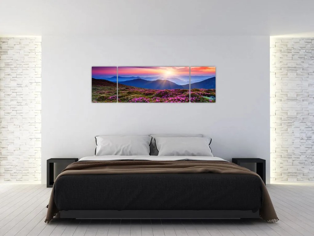 Obraz - Krajobraz kwitnących gór (170x50 cm)