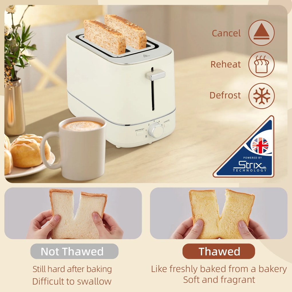 HOMCOM Zestaw czajnika 1,7 L i tostera z 6 poziomami brązowienia, Beżowy