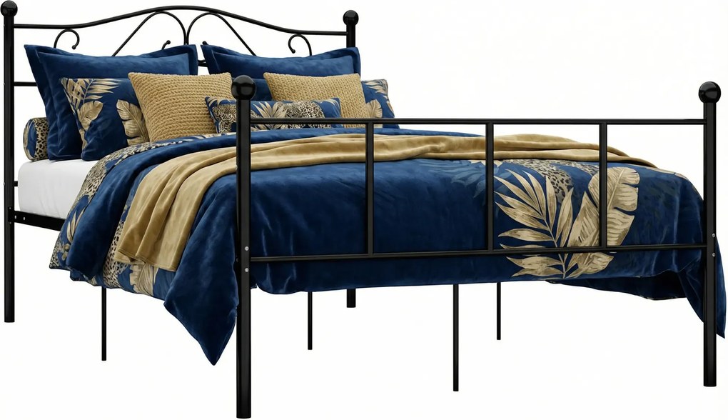 Czarne industrialne łózko z metalu 160x200 cm M4-T33