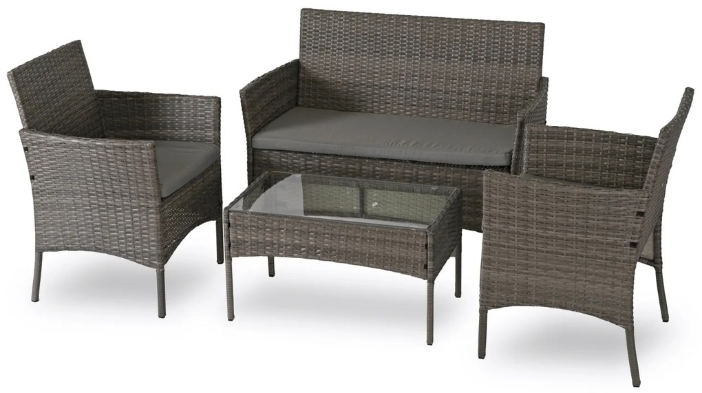 Mały zestaw mebli ogrodowych technorattan Missisipi, szary