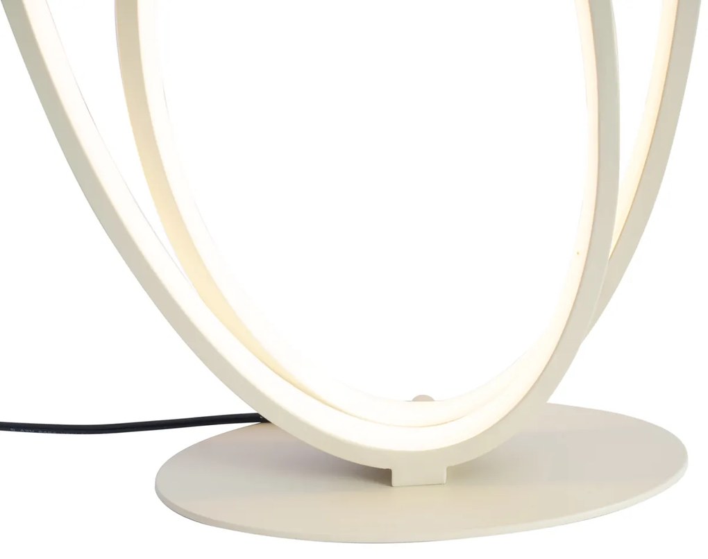 Designerska lampa stołowa beżowa z wbudowaną diodą LED z 3-stopniową regulacją jasności - Boomerang