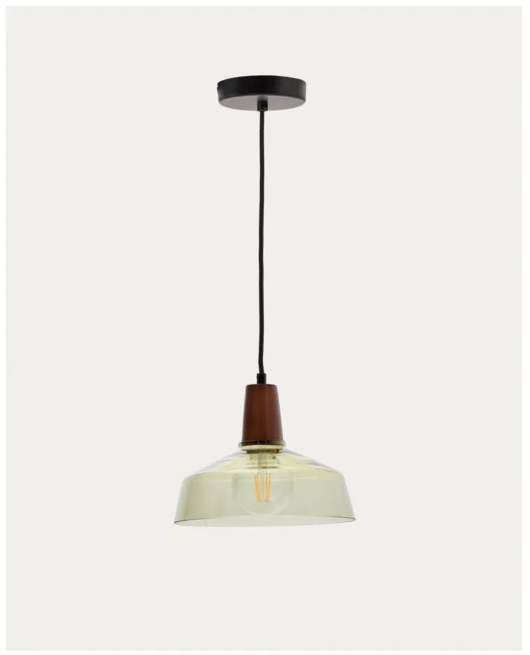 Zielona/w ciemnym naturalnym kolorze lampa wisząca ze szklanym kloszem ø 40 cm Silex – Kave Home