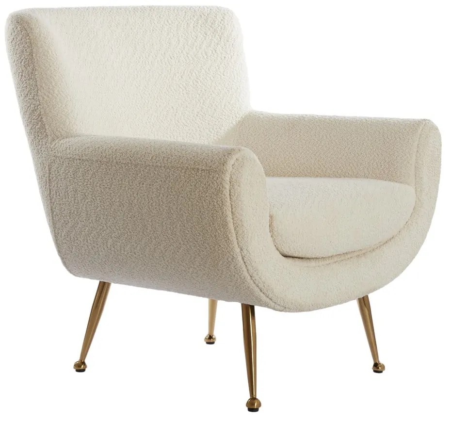 Kremowy fotel z materiału bouclé Vinstra – Light &amp; Living