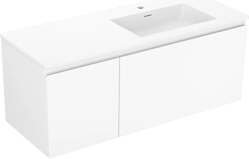 Mexen Orio szafka łazienkowa 120 cm z umywalką Otis prawą, 1S, 1D, biała mat - 91A13-12047-3-BBFF01-W18P01