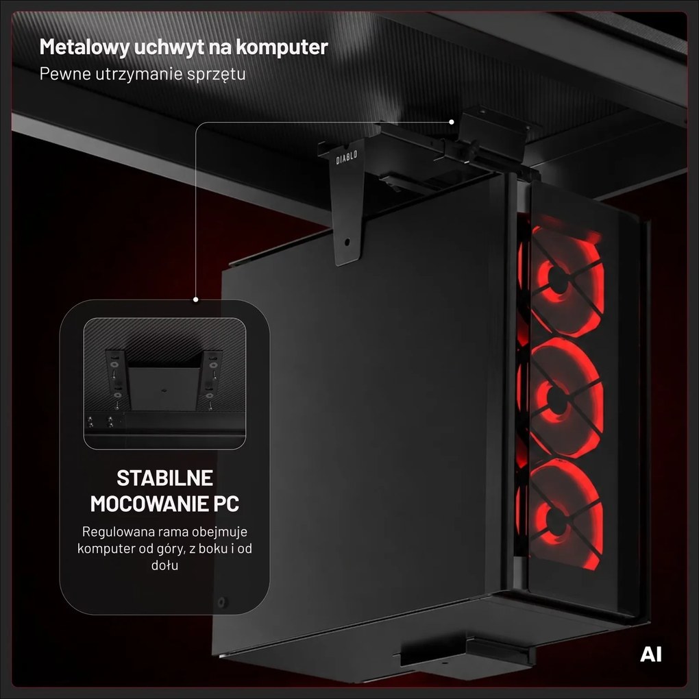 Podwieszany uchwyt na PC pod biurko Diablo PC Holder