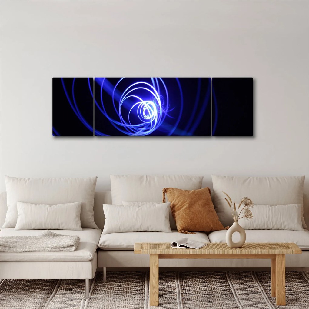 Obraz niebieskich spiral (170x50 cm)
