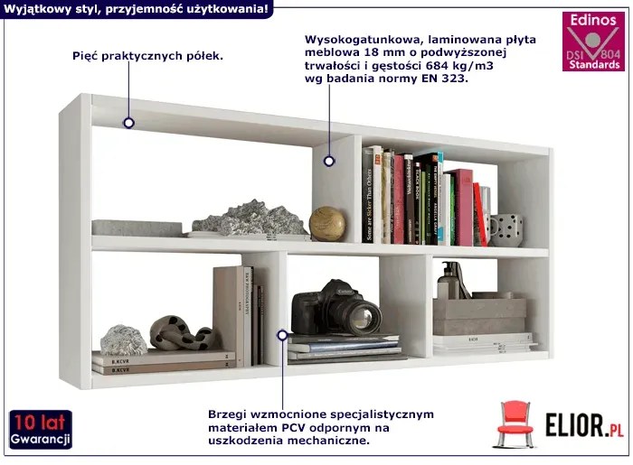 Biała minimalistyczna półka wisząca N3-B65
