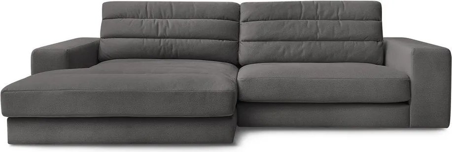 Antracytowy aksamitny narożnik (lewostronny/z szezlongiem) Sierra – Bobochic Paris