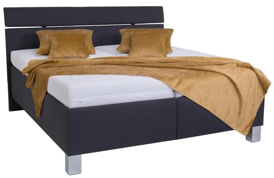 Tapicerowane łóżko ALIS 180x200 cm z materacem i pojemnikiem na pościel, antracyt