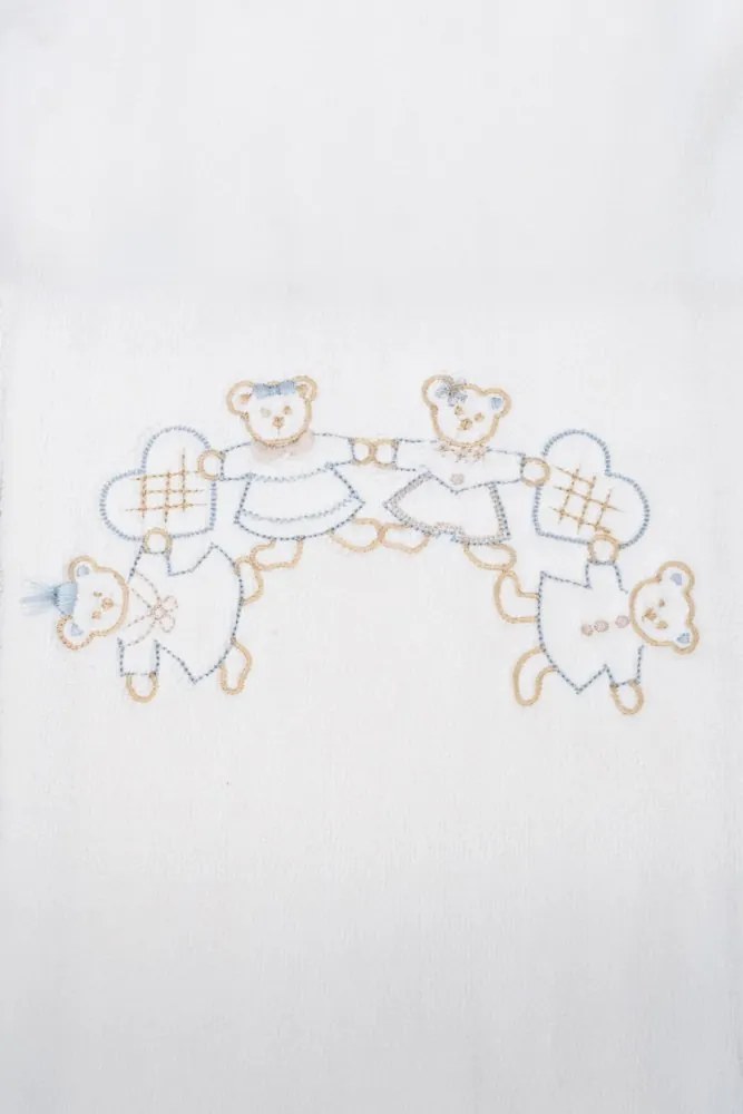 Podarunkowy zestaw ręczników dla dzieci FAMILY, 2 szt Śmietankowy /  Niebieski haft Zestaw (ręcznik 50x90cm, ręcznik 70x130cm)