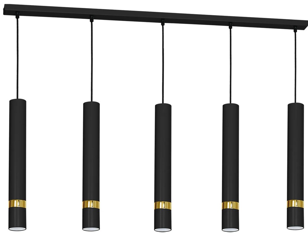 Lampa wisząca JOKER BLACK/GOLD 5xGU10 5 kloszy czarny, złoty