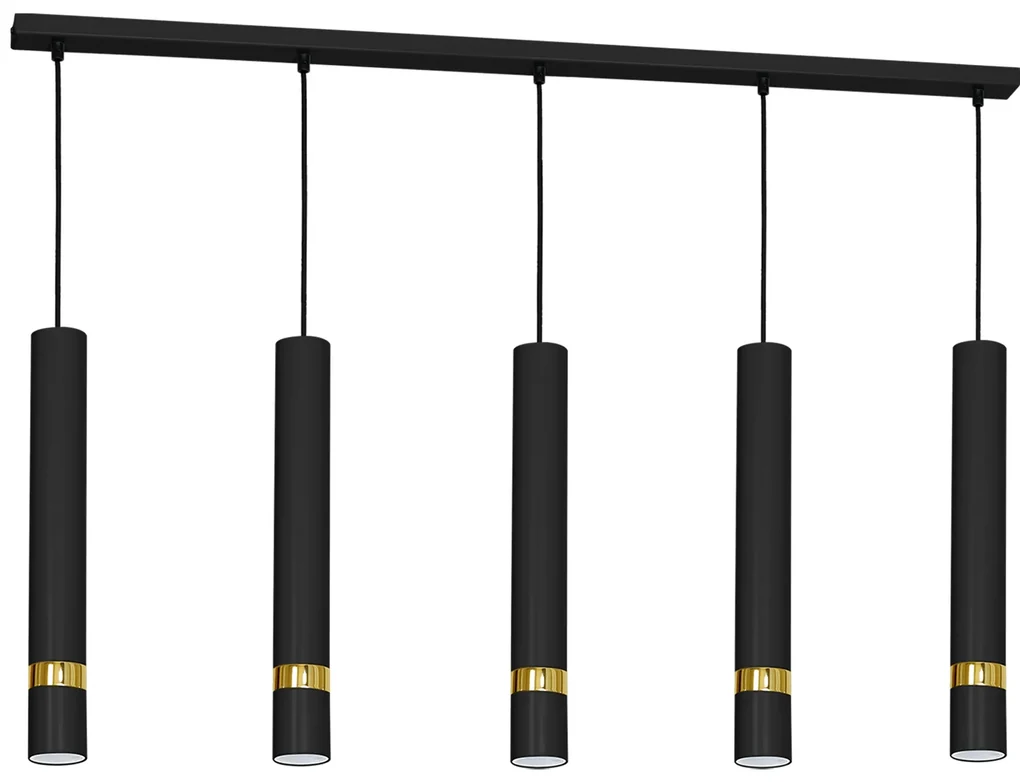Lampa wisząca JOKER BLACK/GOLD 5xGU10 5 kloszy czarny, złoty