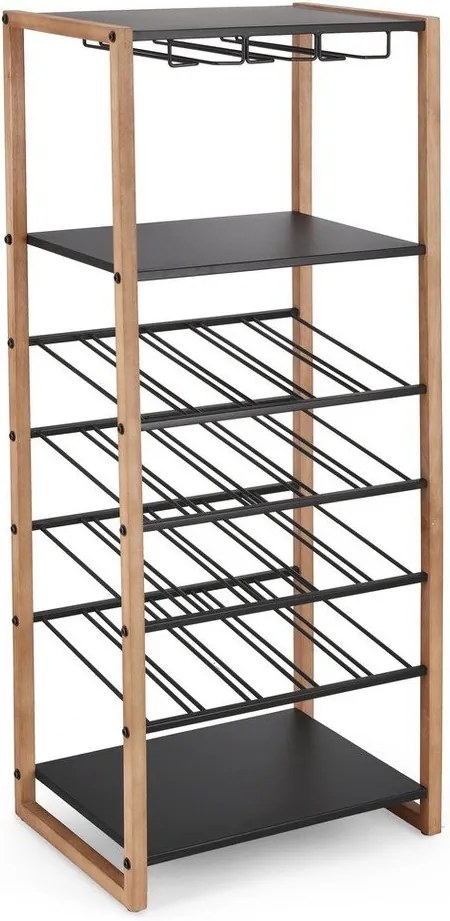 Czarna/w naturalnym kolorze metalowa szafka na wino liczba butelek 20, 50x122x35 cm Isaac – Yes Everyday