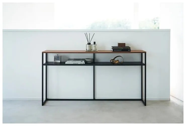 Czarno-ciemnobrązowa konsola w dekorze jesionu 20,5x126 cm Tower – YAMAZAKI