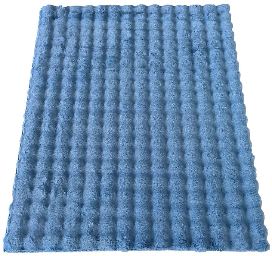 Niebieski nowoczesny puszysty dywan 3D K2-M94