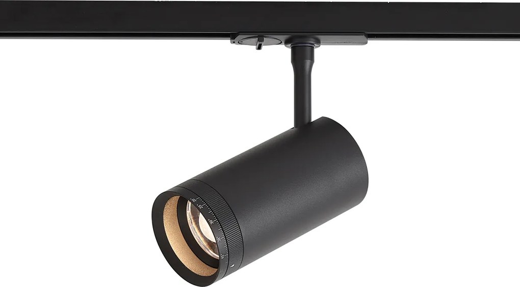 Nowoczesny czarny reflektor do 1-fazowego systemu szynowego z LED, obrotowy i przechylny - Iconic Zoom