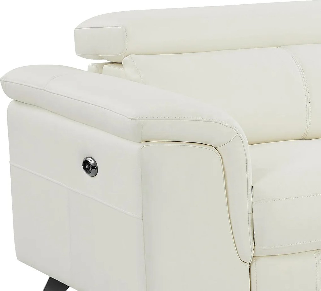 Kanapa 3-osobowa z elektryczną funkcją relax z białej skóry BREYT II