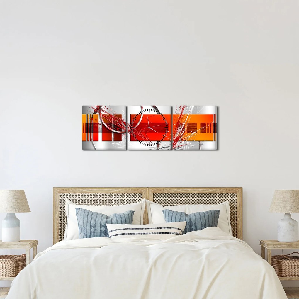 Abstrakcyjny obraz (z zegarem) (90x30 cm)