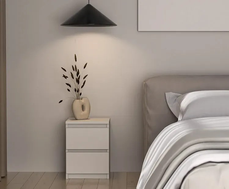 Minimalistyczny stolik nocny z szufladami kaszmir - Lanilo 2X