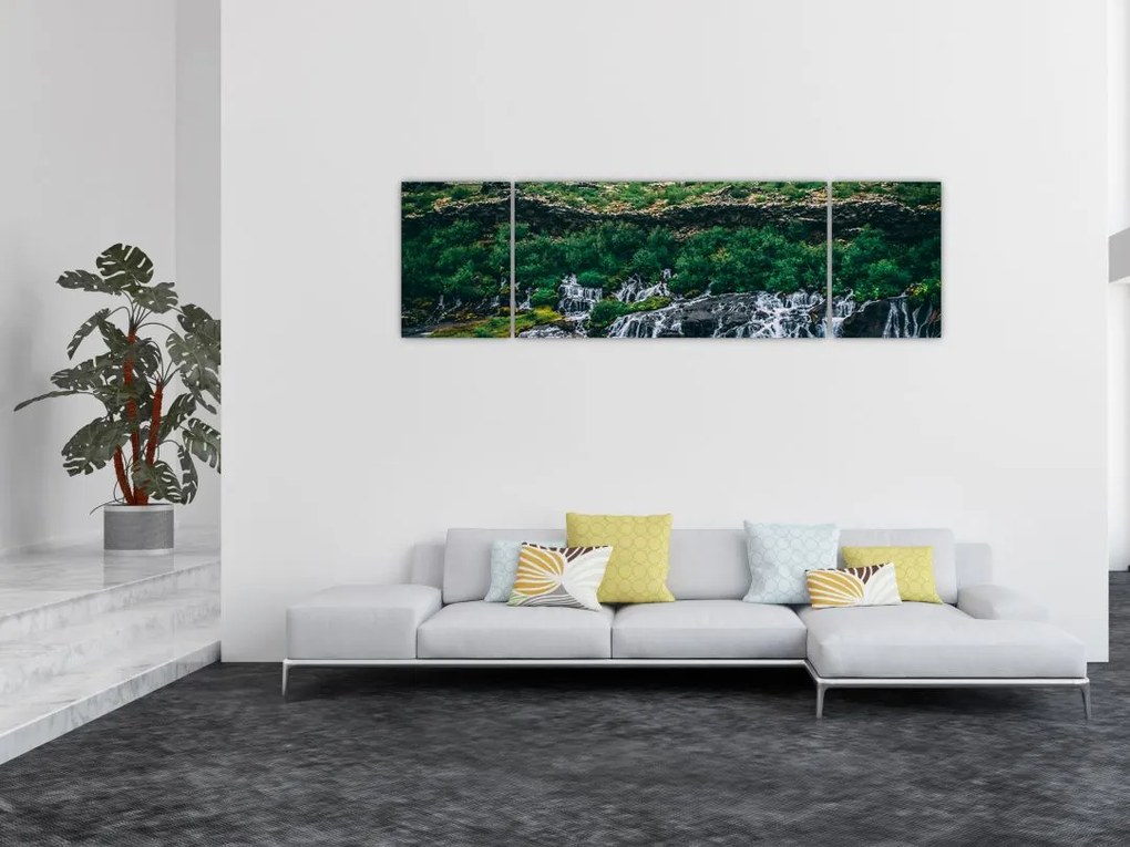 Obraz wodospadów w przyrodzie (170x50 cm)