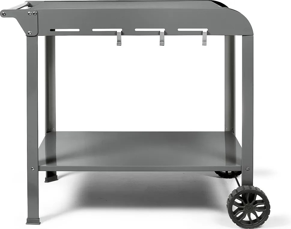 Wózek Livoo GS168G do planchy 2-3 palniki, stal szara, przestronne półki, regulowane haki, koła z zębami