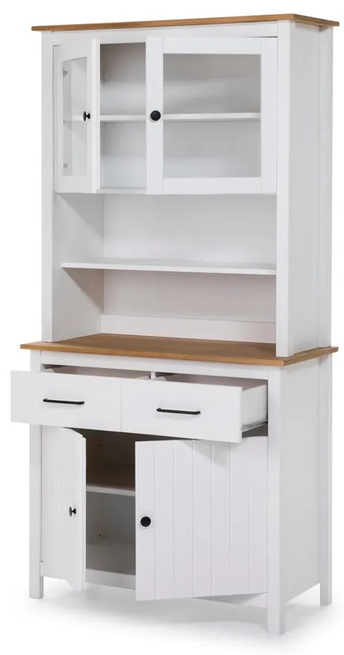 Biała witryna z litego drewna sosnowego 90x180 cm Miranda – Marckeric