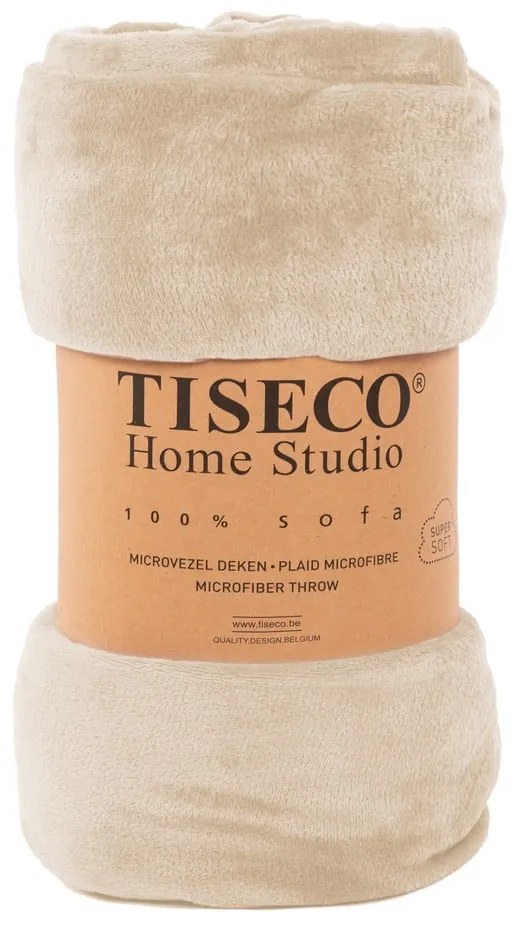 Beżowy koc z mikropluszu Tiseco Home Studio, 130x160 cm