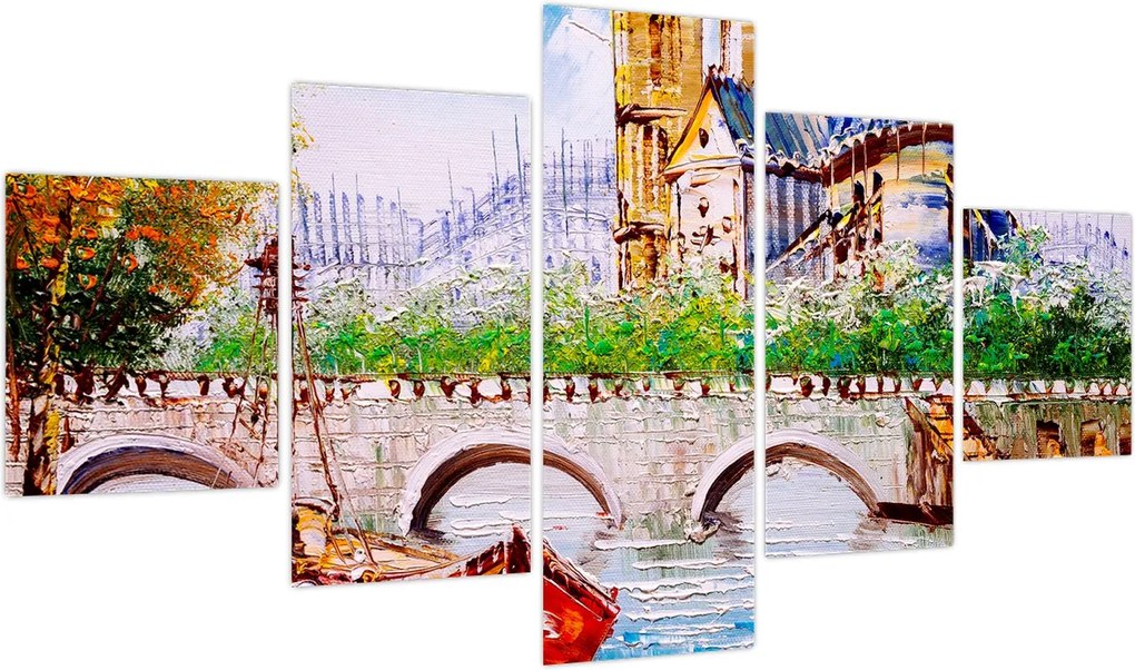 Obraz - Obraz olejny przedstawiający miasto (125x70 cm)