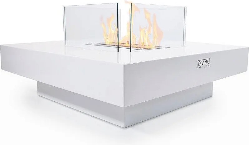 Kominek bioetanolowy stojący Panarea White 70x70x35 do użytku wewnątrz i na zewnątrz