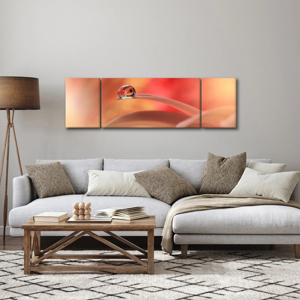 Obraz kwiecistej kropli rosy (170x50 cm)