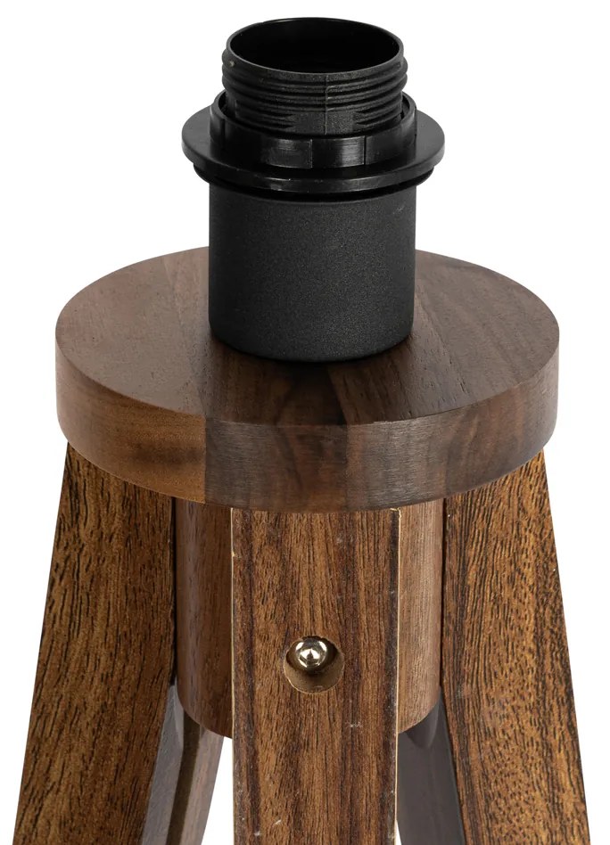 Rustykalna lampa podłogowa statyw orzechowe drewno - Tripod Classic Rustykalny / Vintage Oswietlenie wewnetrzne